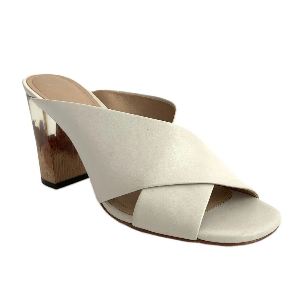 Pour La Victoire All Leather Block Heel Sandals White 9.5